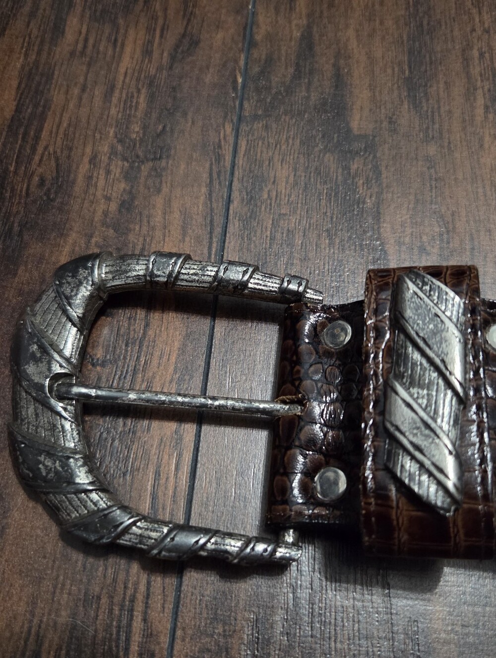 Genuine Leather Brown Crocodile Texture Belt Size M - Picture 4 of 7